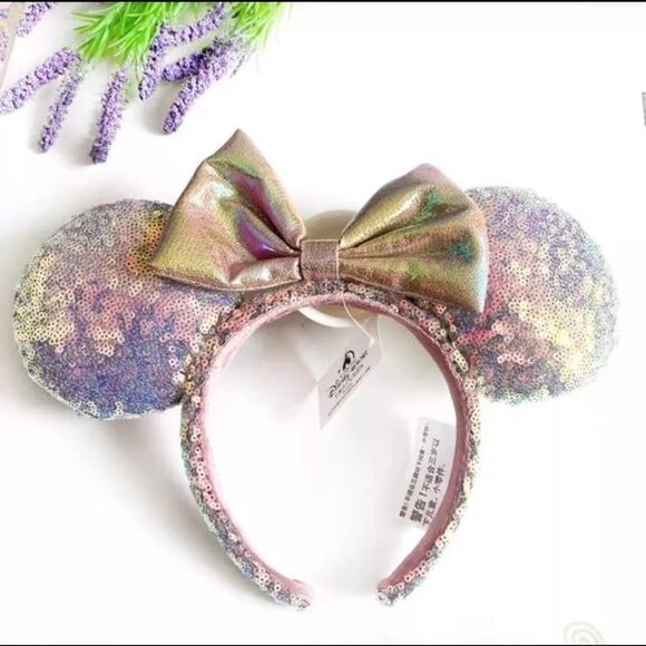 50th Anniversary Earidescent Iridescent Pink Ears Disney Headband Minnie NWT main image 3